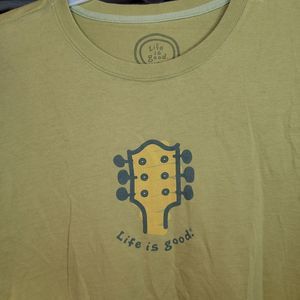 Life Is Good Olive Green Long Sleeve Tee Guitar Head - Size Large